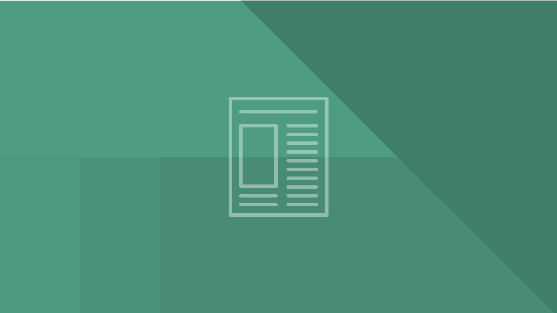 Flat newspaper icon with a teal geometric background
